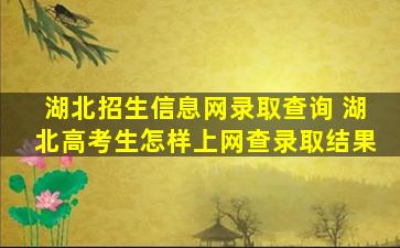 湖北招生信息网录取查询 湖北高考生怎样上网查录取结果